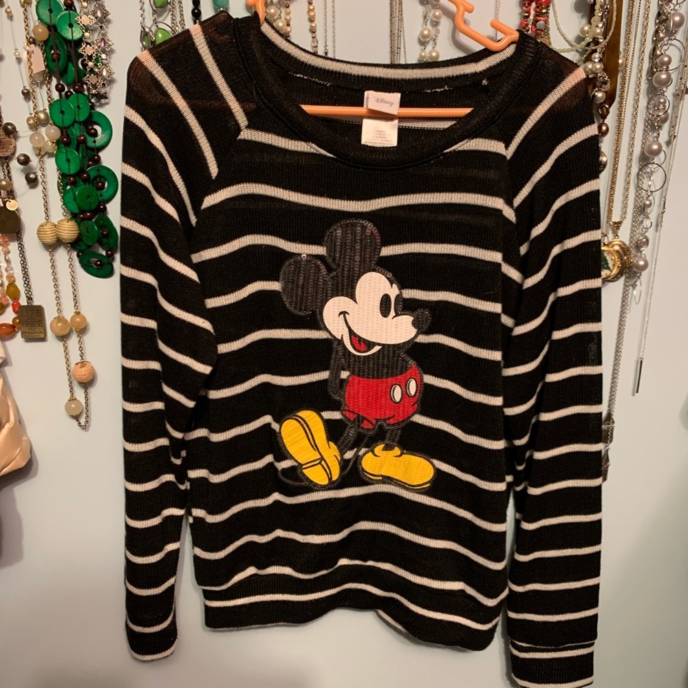 Disney Mickey Mouse Striped Sweater, black, XL